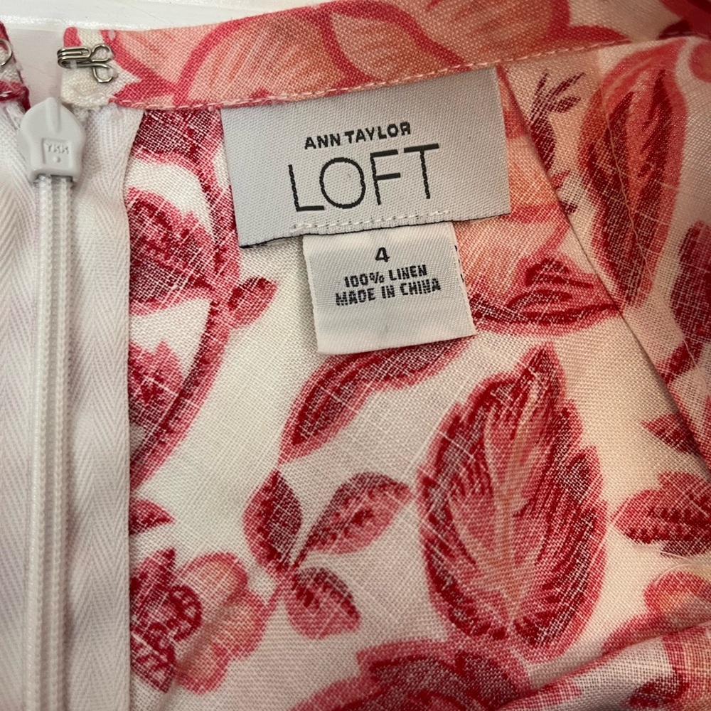 Ann Taylor LOFT Whimsy Boho Floral Linen Midi Skirt Women’s Size 4 lightweight - Picture 4 of 5